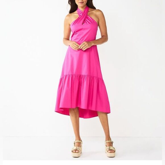Nine West plus size women’s Elegant Pink Halter Dress XXL NWT - Picture 1 of 9